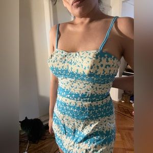 Vintage 50s two piece blue and white bikini tankini